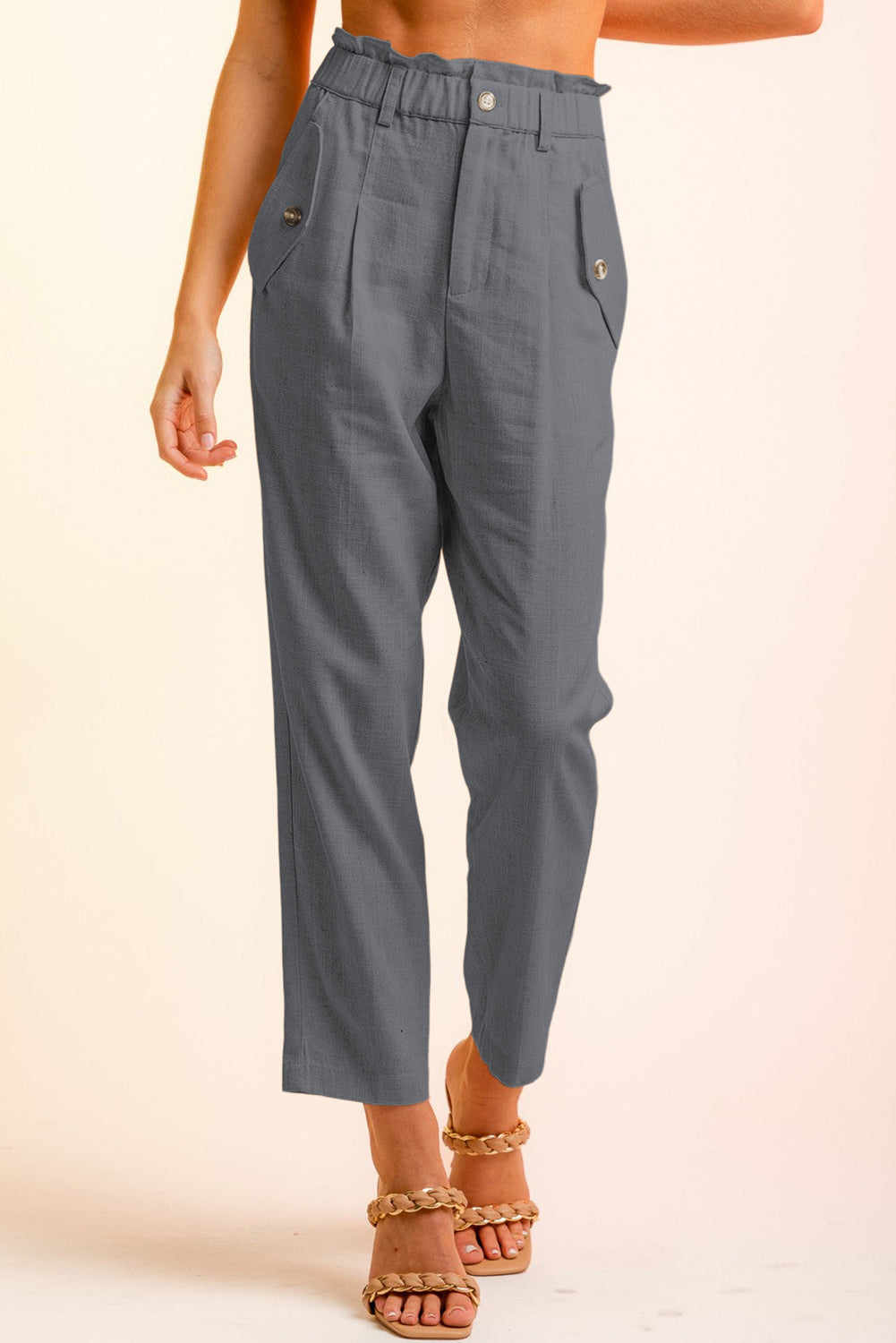 Side Button Long Pants - Gray / S - Bottoms - Pants - 10 - 2024
