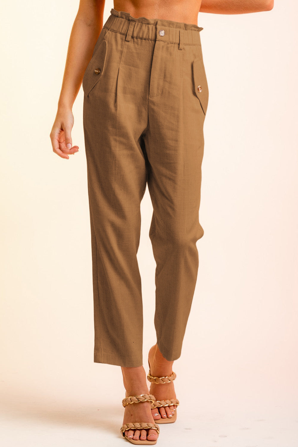 Side Button Long Pants - Brown / S - Bottoms - Pants - 13 - 2024