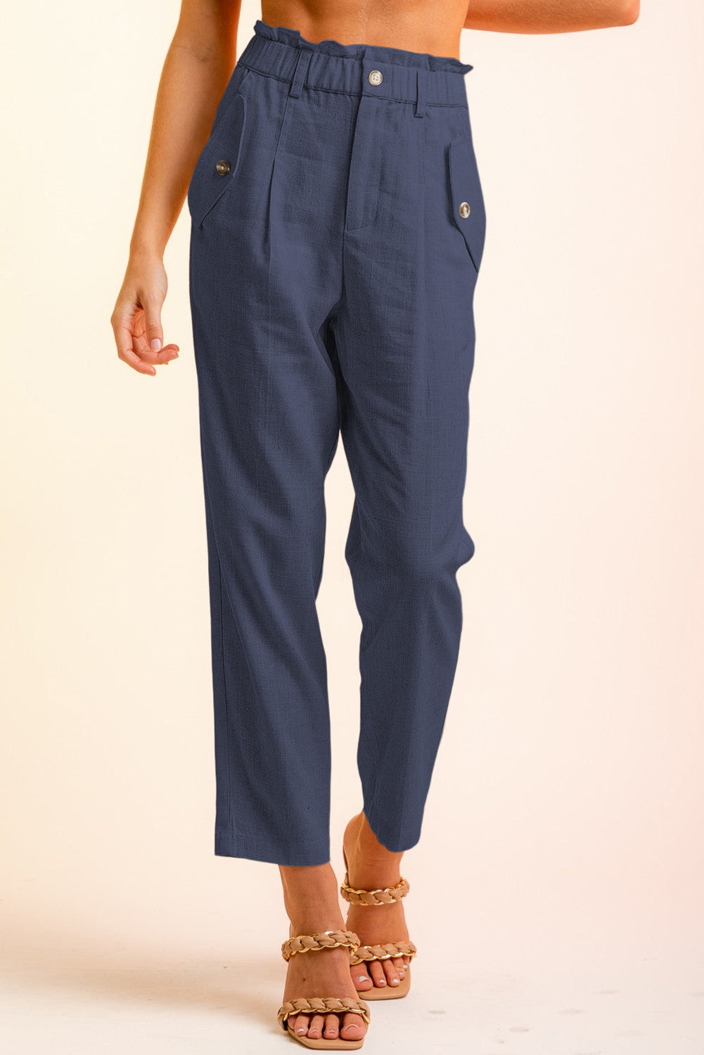Side Button Long Pants - Blue / S - Bottoms - Pants - 4 - 2024