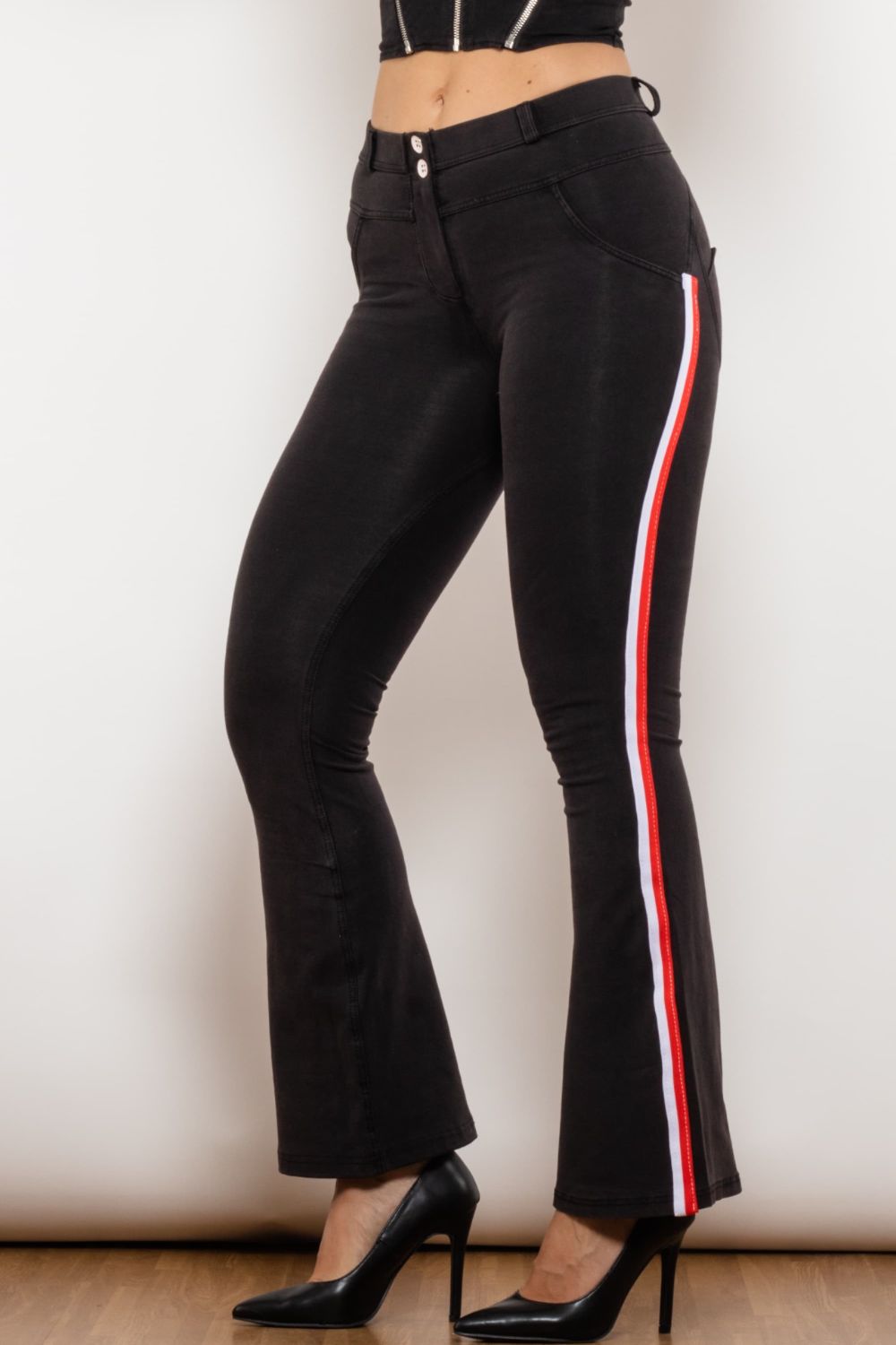 Side Stripe Contrast Bootcut Jeans - Bottoms - Pants - 4 - 2024