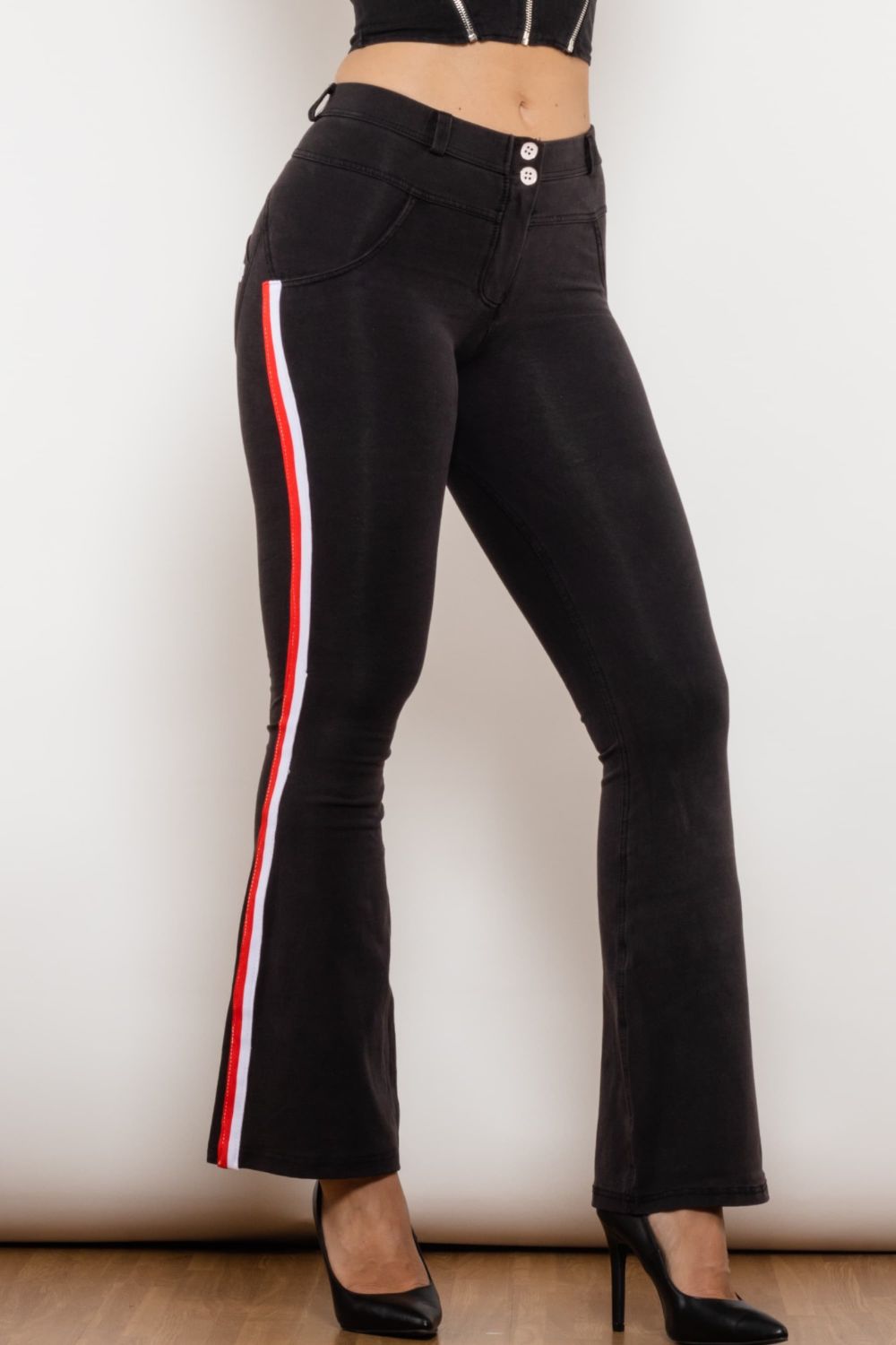 Side Stripe Contrast Bootcut Jeans - Bottoms - Pants - 3 - 2024