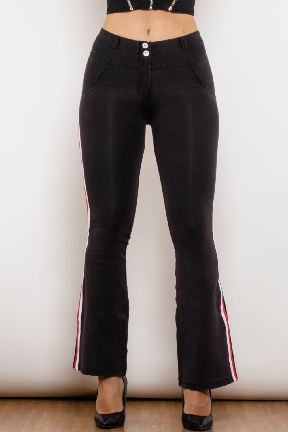 Side Stripe Contrast Bootcut Jeans - Bottoms - Pants - 2 - 2024