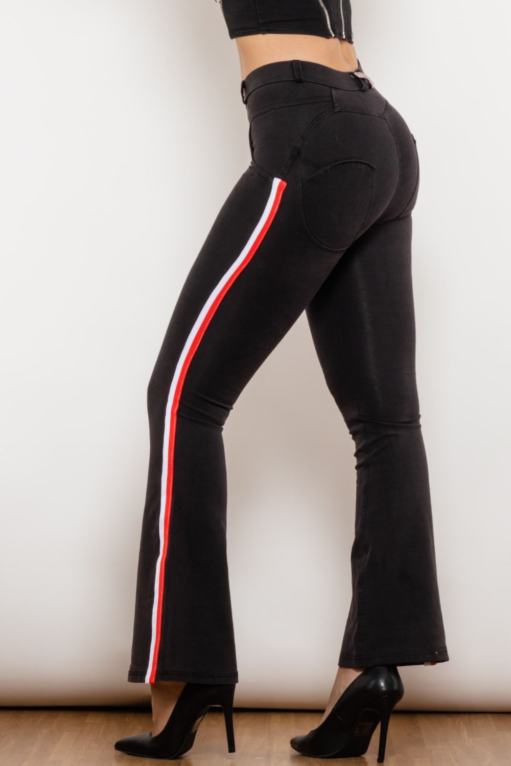 Side Stripe Contrast Bootcut Jeans - Black / XS - Bottoms - Pants - 1 - 2024