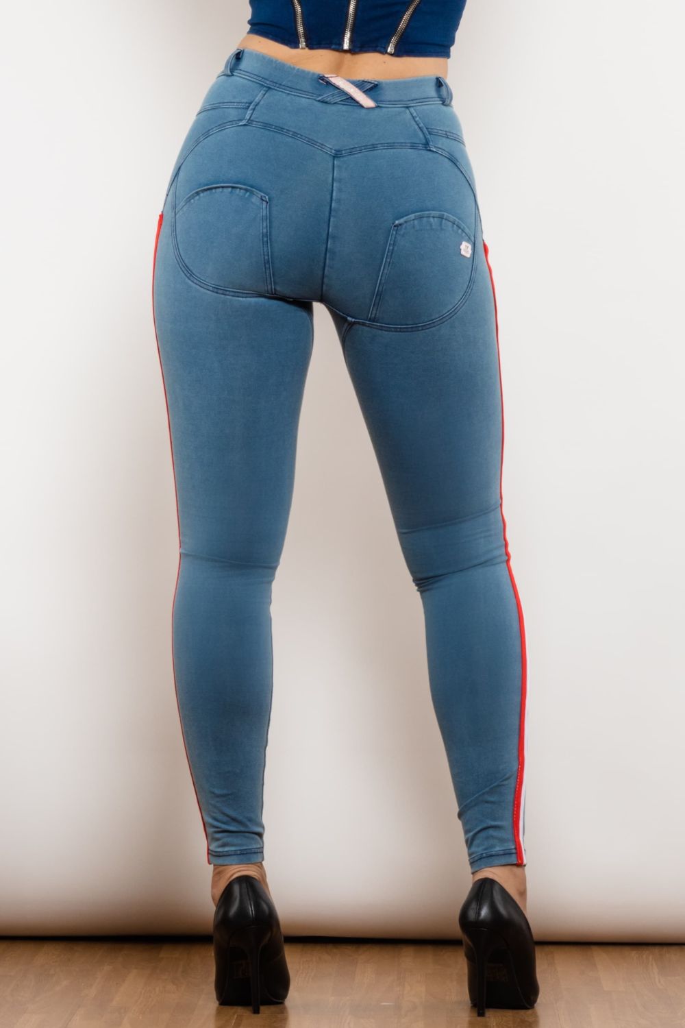Side Stripe Contrast Buttoned Skinny Jeans - Bottoms - Pants - 6 - 2024