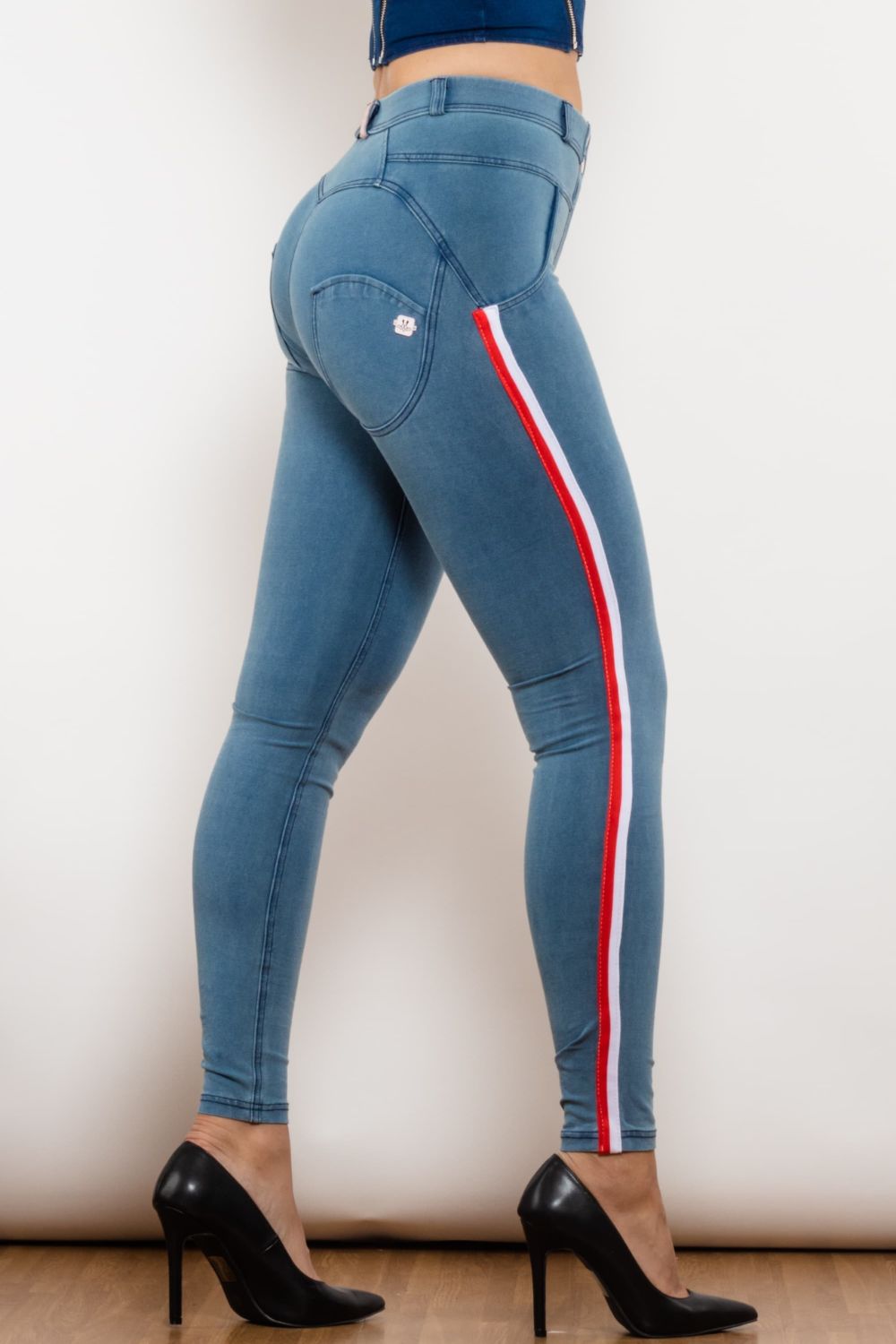 Side Stripe Contrast Buttoned Skinny Jeans - Bottoms - Pants - 4 - 2024