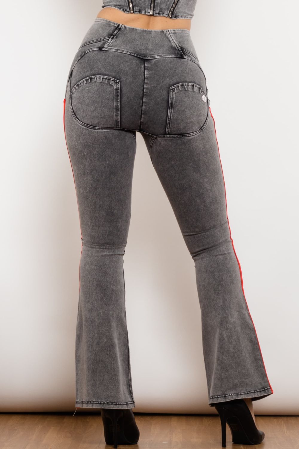 Side Stripe High Waist Zip Closure Jeans - Bottoms - Pants - 7 - 2024
