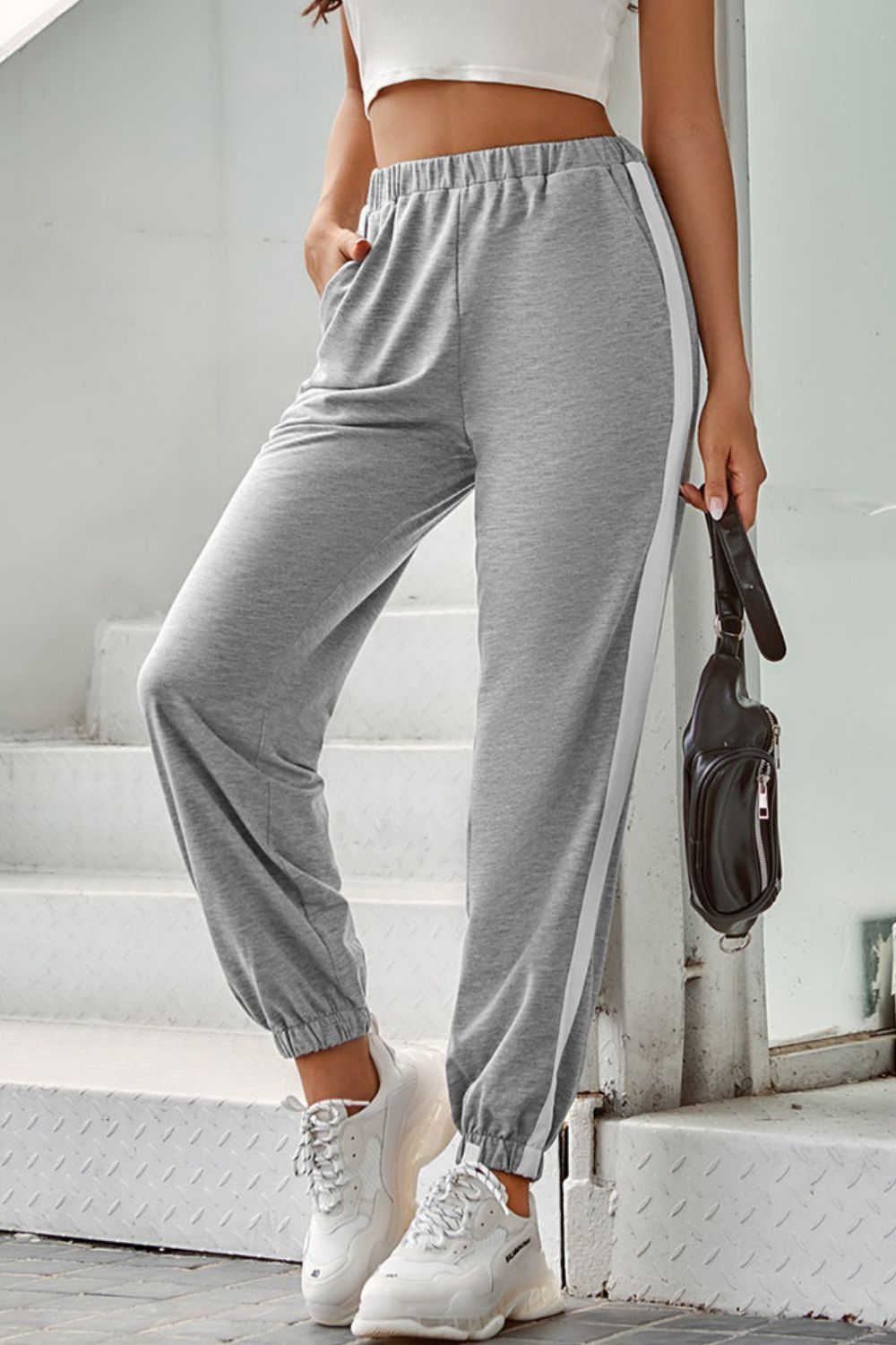Side Stripe Joggers with Pockets - Gray / S - Bottoms - Pants - 1 - 2024