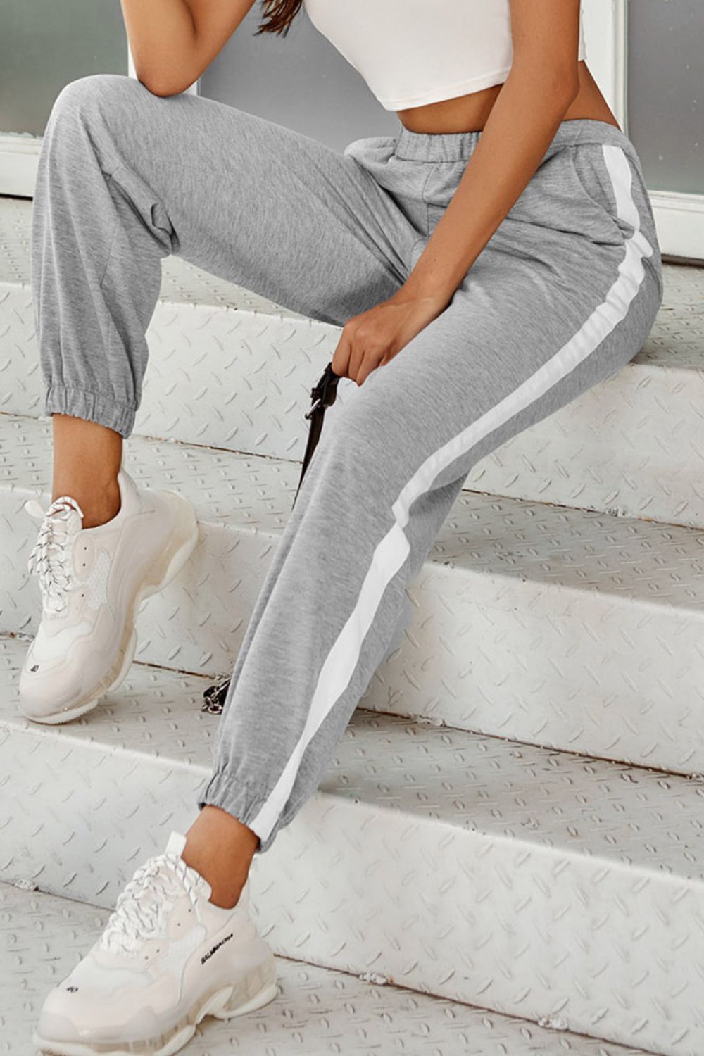 Side Stripe Joggers with Pockets - Bottoms - Pants - 4 - 2024