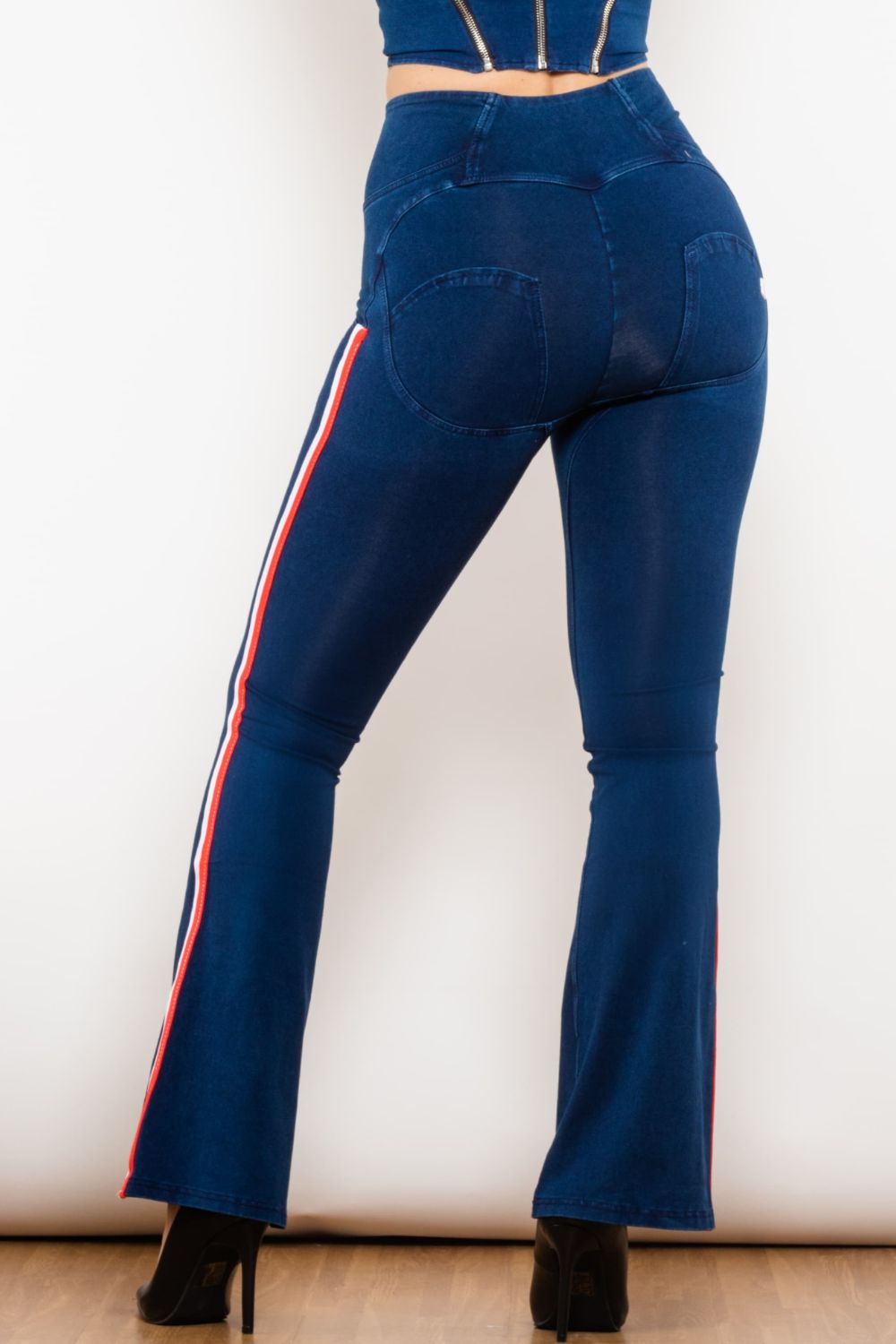 Side Stripe Zip Closure Bootcut Jeans - Bottoms - Pants - 7 - 2024