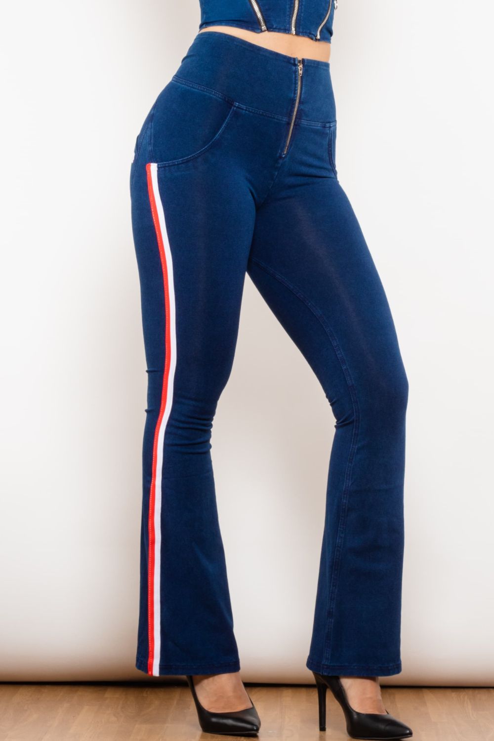 Side Stripe Zip Closure Bootcut Jeans - Bottoms - Pants - 3 - 2024