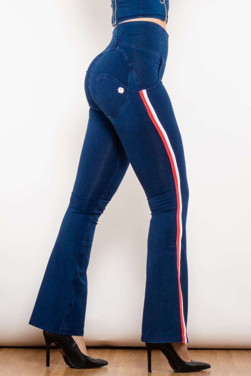 Side Stripe Zip Closure Bootcut Jeans - Bottoms - Pants - 5 - 2024