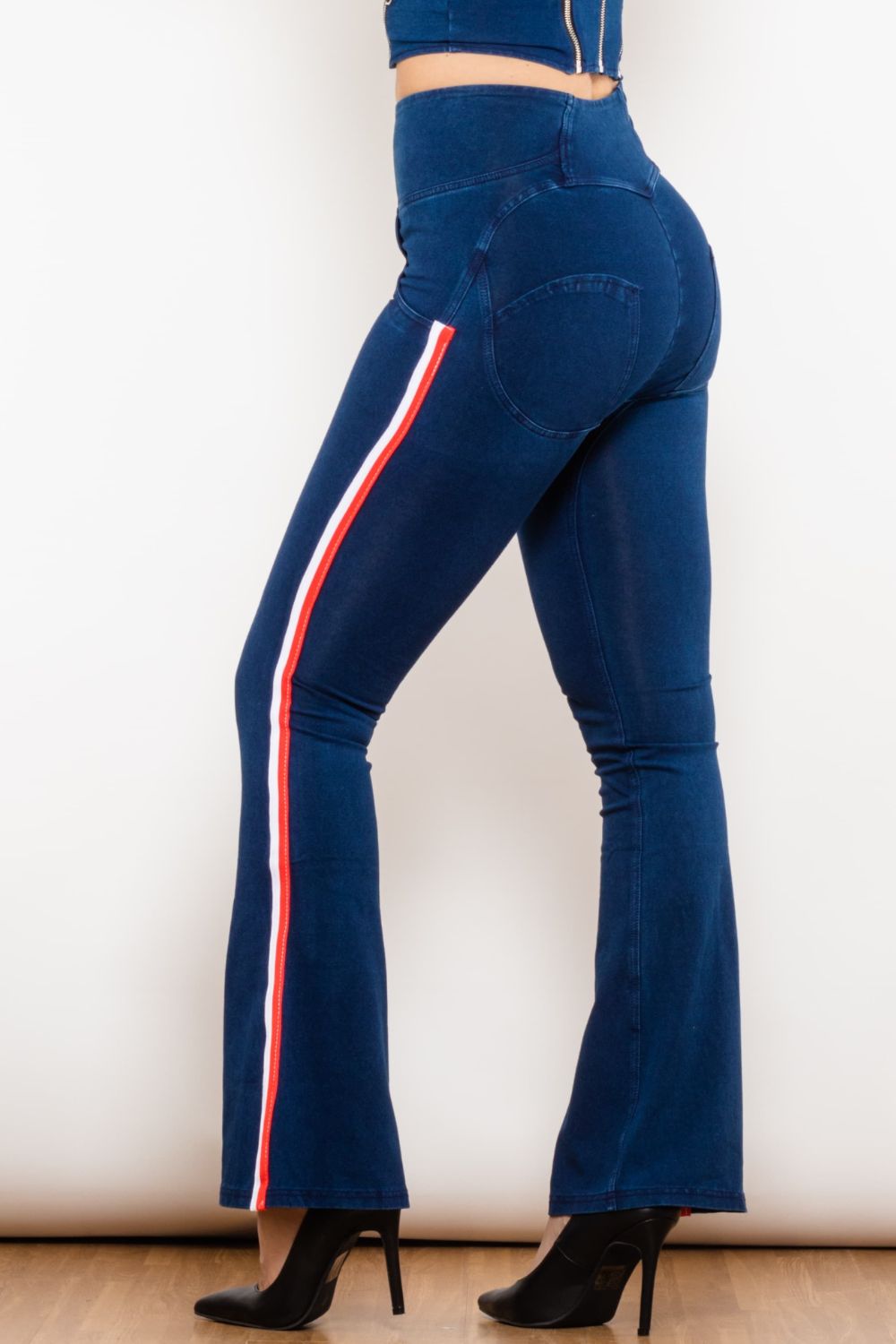 Side Stripe Zip Closure Bootcut Jeans - Bottoms - Pants - 6 - 2024