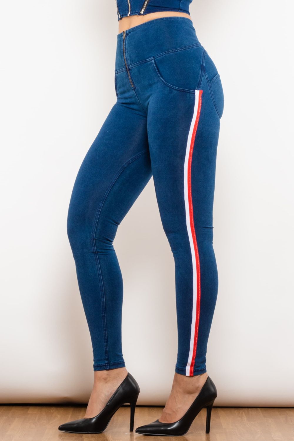 Side Stripe Zip Closure Skinny Jeans - Bottoms - Pants - 4 - 2024
