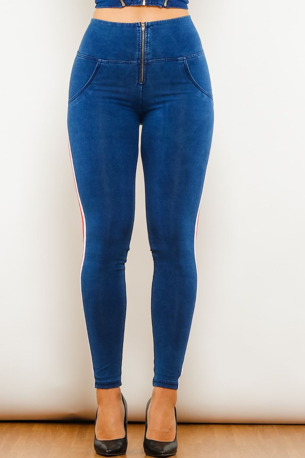 Side Stripe Zip Closure Skinny Jeans - Bottoms - Pants - 3 - 2024