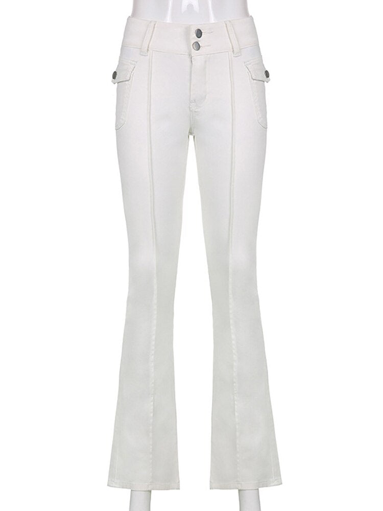 Slim Fit Flare Pants - White / S - Bottoms - Shirts & Tops - 23 - 2024