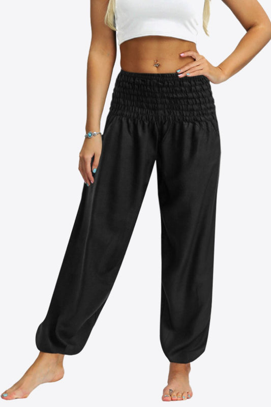Smocked Joggers with Pockets - Black / S - Bottoms - Pants - 1 - 2024