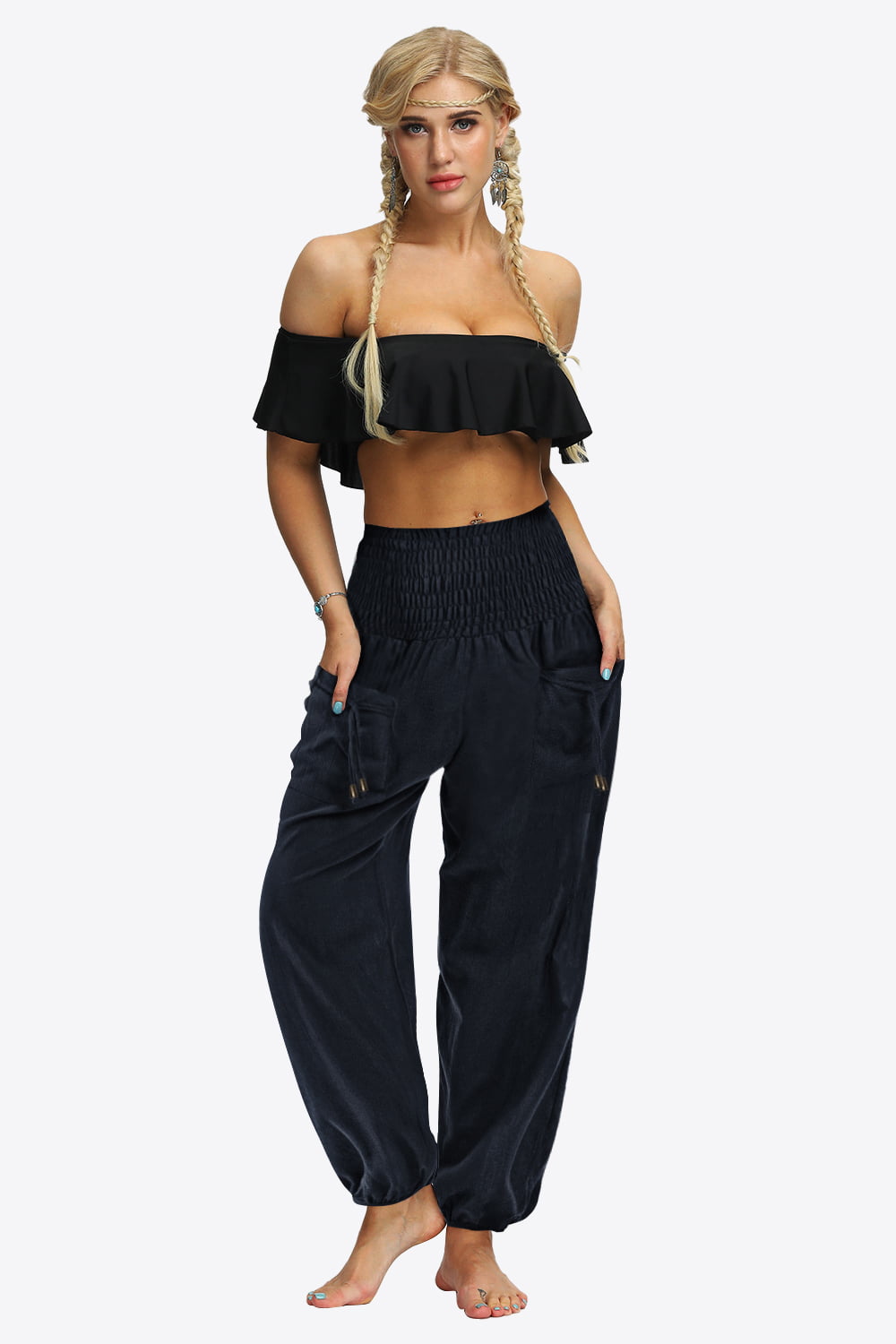 Smocked Long Joggers with Pockets - Bottoms - Pants - 3 - 2024