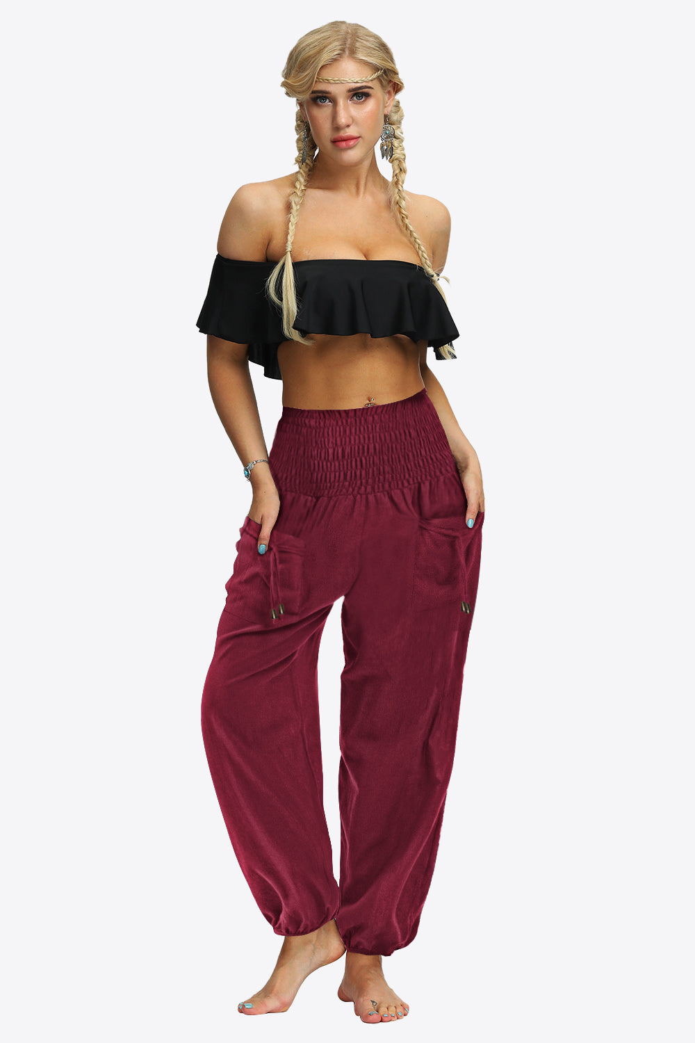 Smocked Long Joggers with Pockets - Bottoms - Pants - 8 - 2024