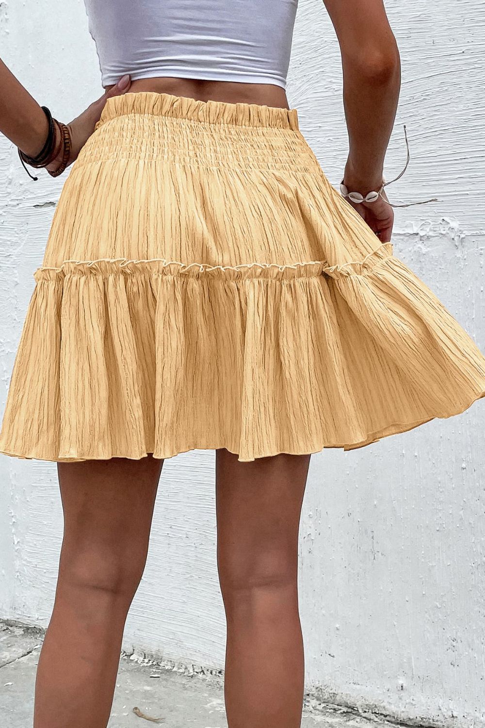 Smocked Waist Frill Trim Skirt - Bottoms - Skirts - 3 - 2024