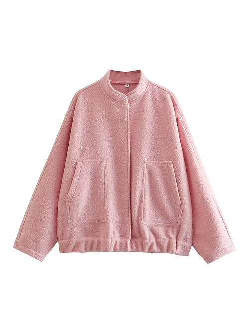 Snap Down Jacket with Pockets - Blush Pink / S - Bottoms - Coats & Jackets - 16 - 2024