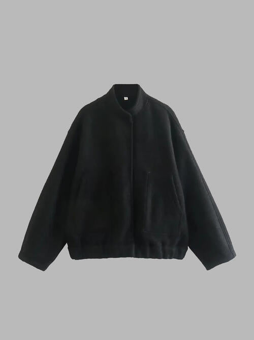 Snap Down Jacket with Pockets - Black / S - Bottoms - Coats & Jackets - 1 - 2024