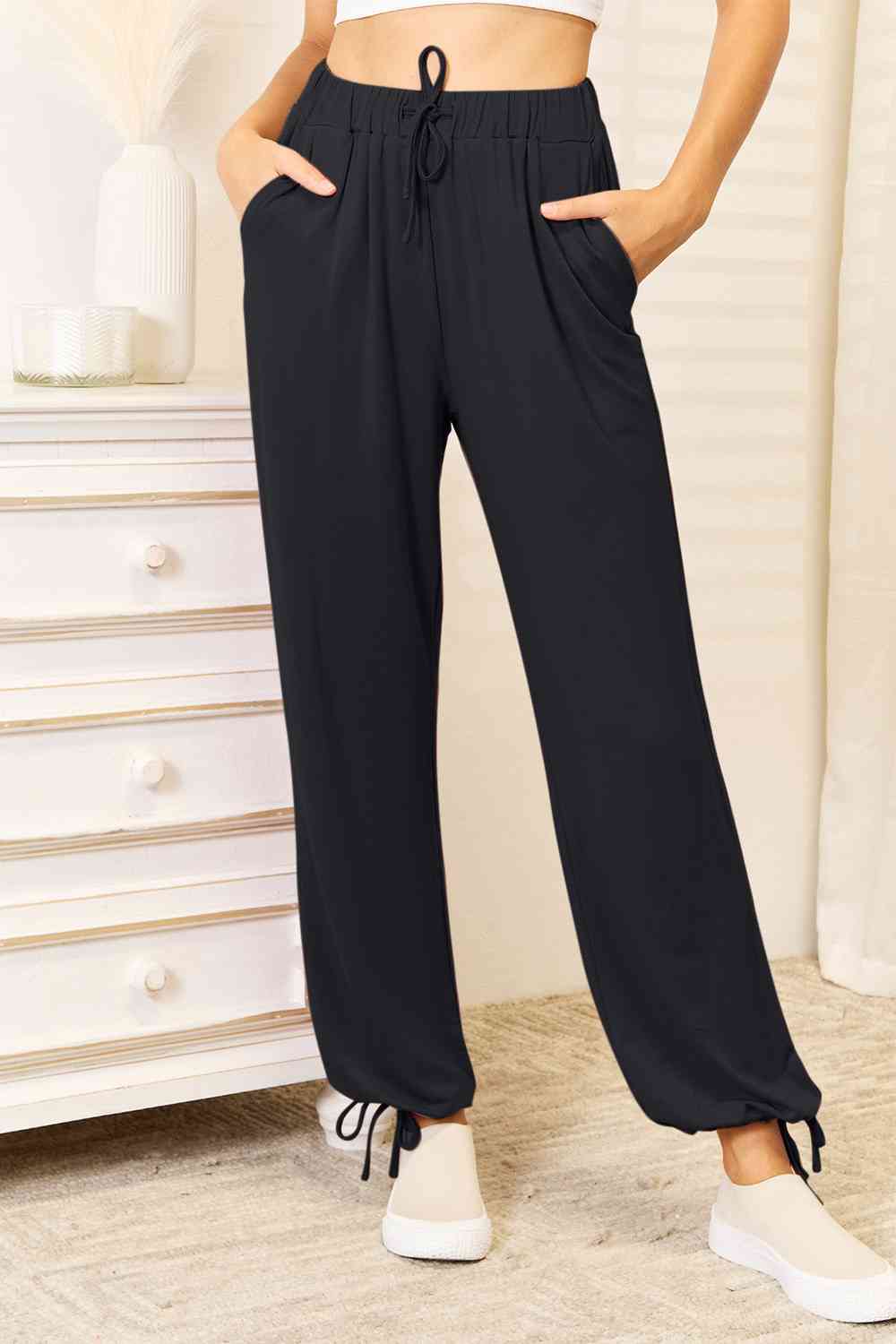 Soft Rayon Drawstring Waist Pants with Pockets - Bottoms - Pants - 11 - 2024