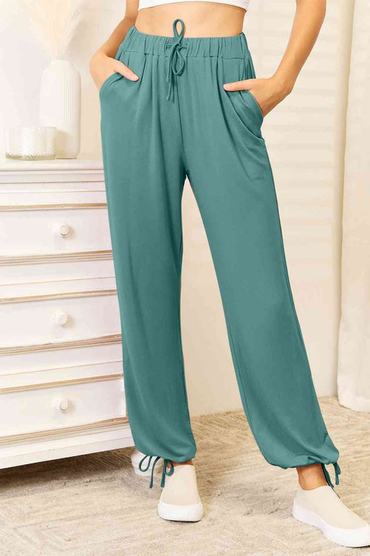 Soft Rayon Drawstring Waist Pants with Pockets - Teal / S - Bottoms - Pants - 1 - 2024