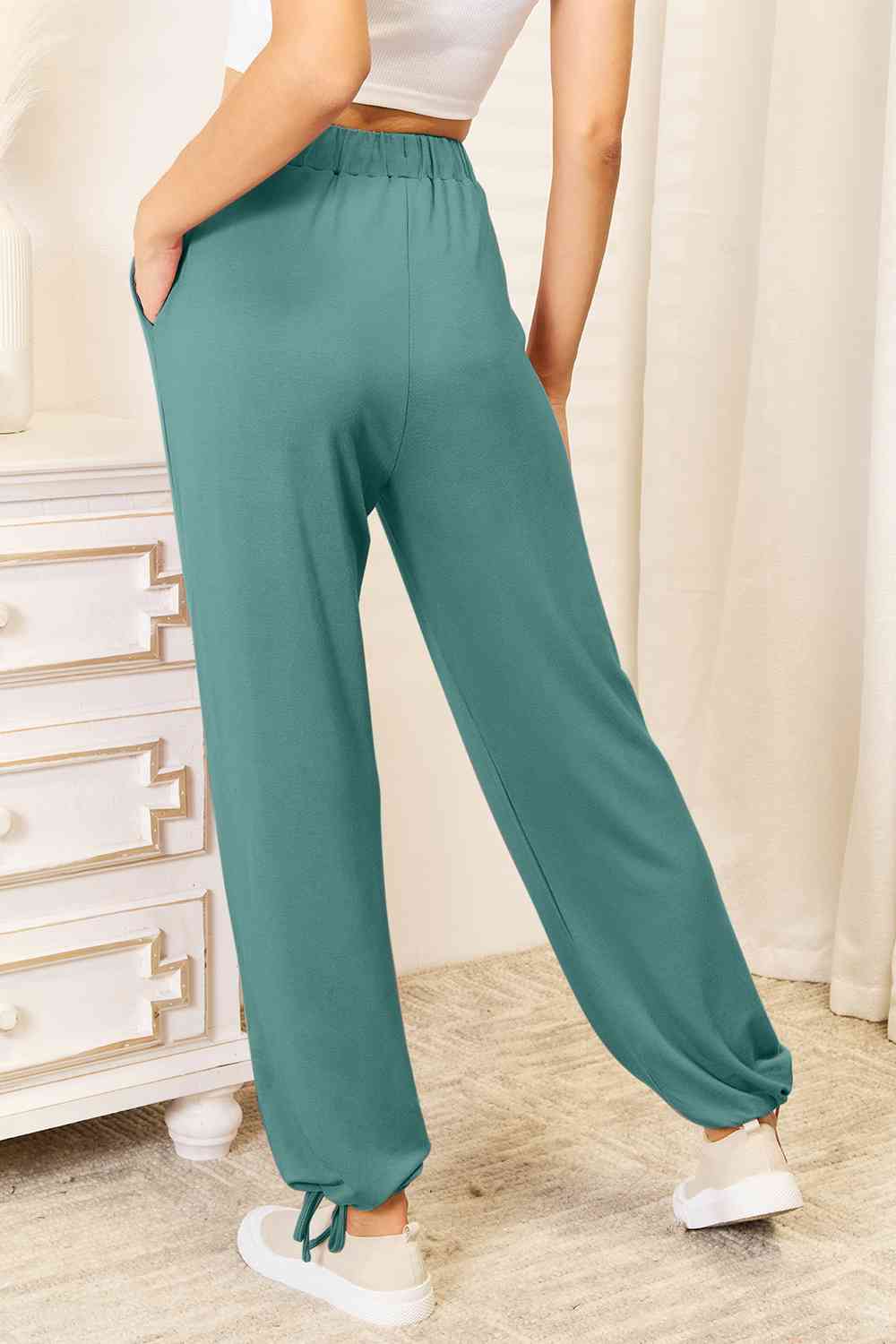 Soft Rayon Drawstring Waist Pants with Pockets - Bottoms - Pants - 4 - 2024