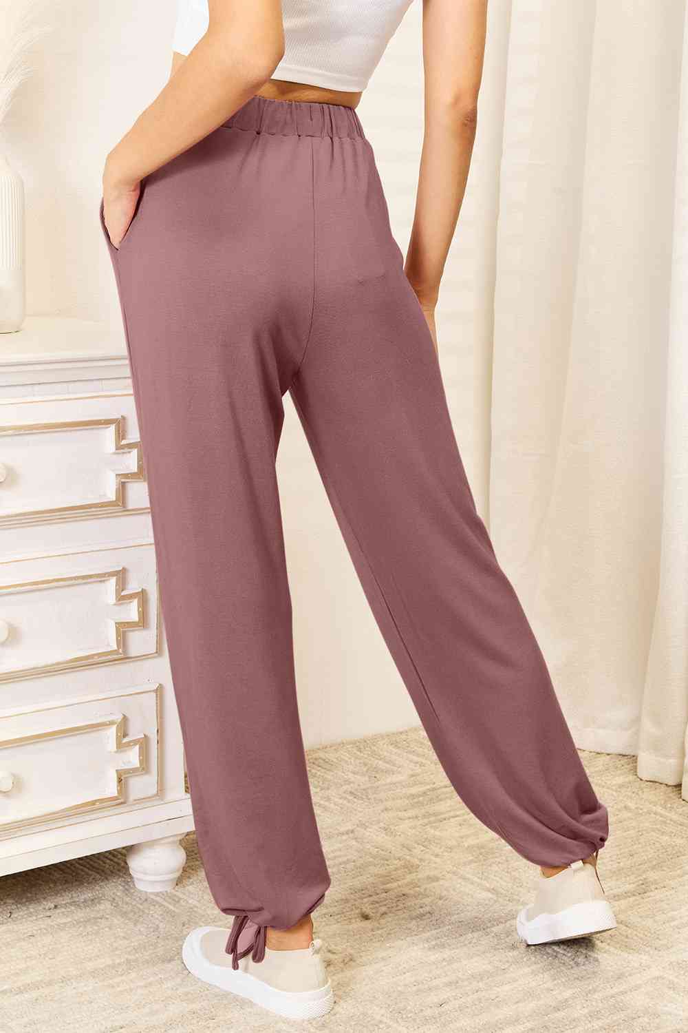 Soft Rayon Drawstring Waist Pants with Pockets - Bottoms - Pants - 8 - 2024