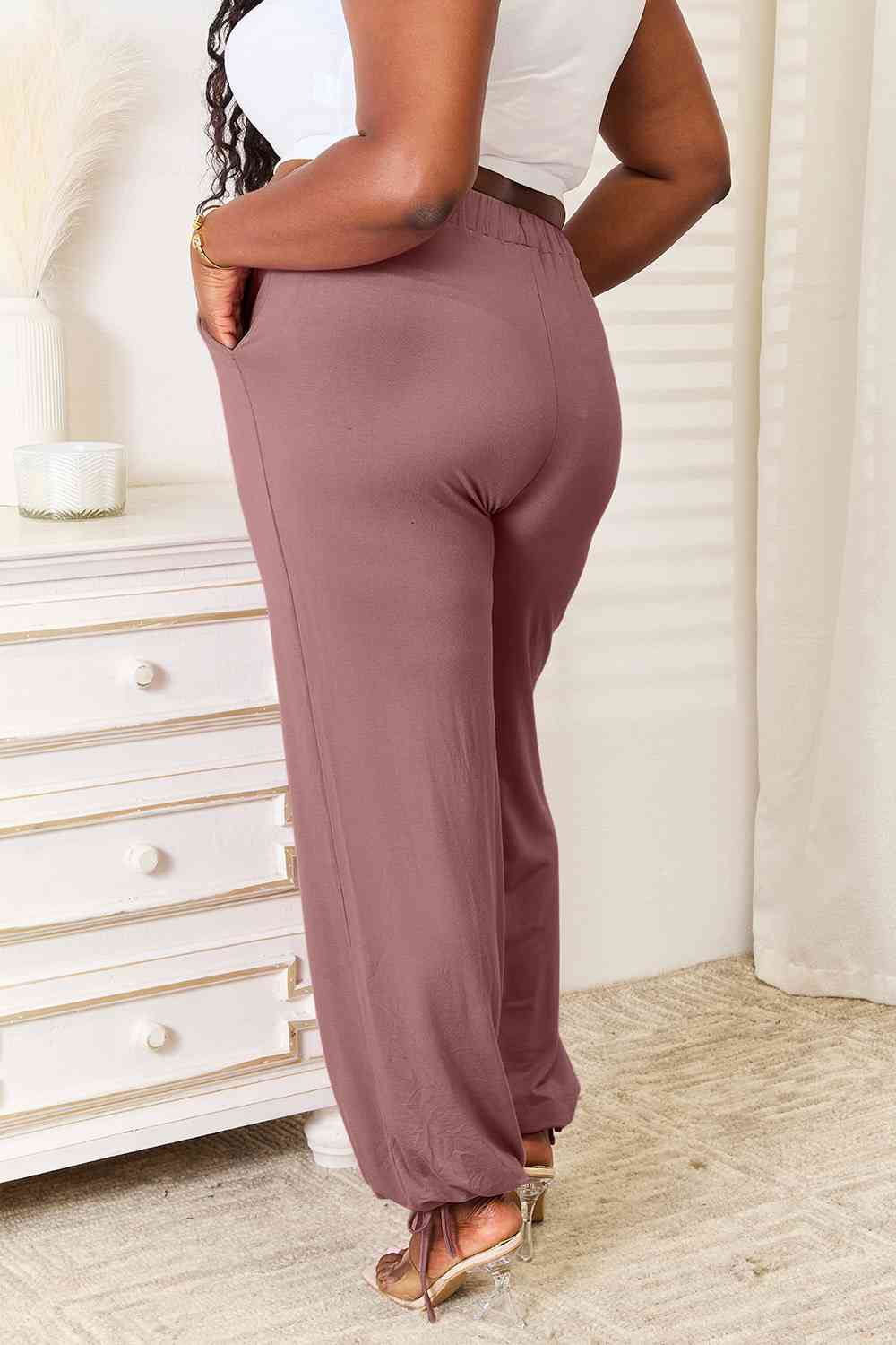 Soft Rayon Drawstring Waist Pants with Pockets - Bottoms - Pants - 6 - 2024
