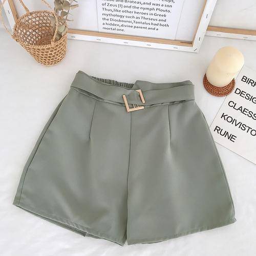 Solid High Waist Shorts - Green / L - Bottoms - Shorts - 21 - 2024