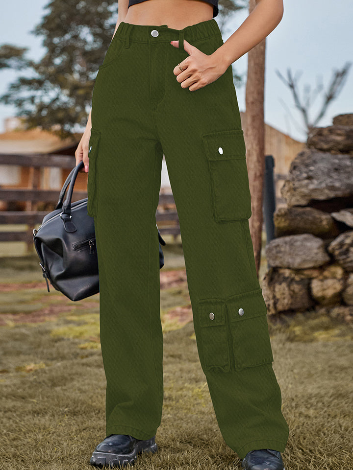Straight Leg Cargo Jeans - Green / S - Bottoms - Shirts & Tops - 13 - 2024