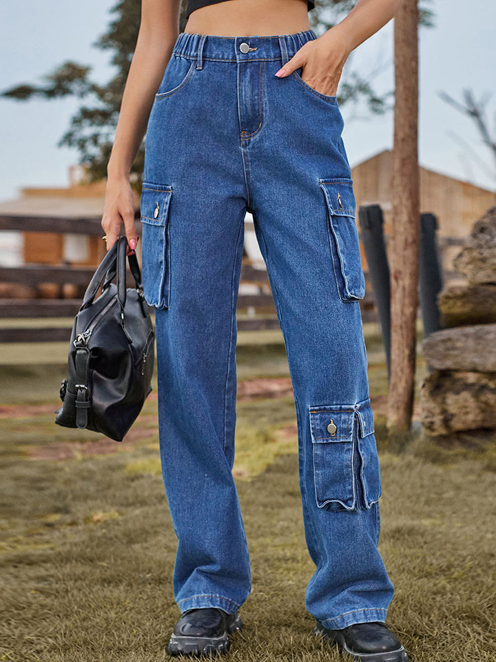 Straight Leg Cargo Jeans - Blue / S - Bottoms - Shirts & Tops - 1 - 2024