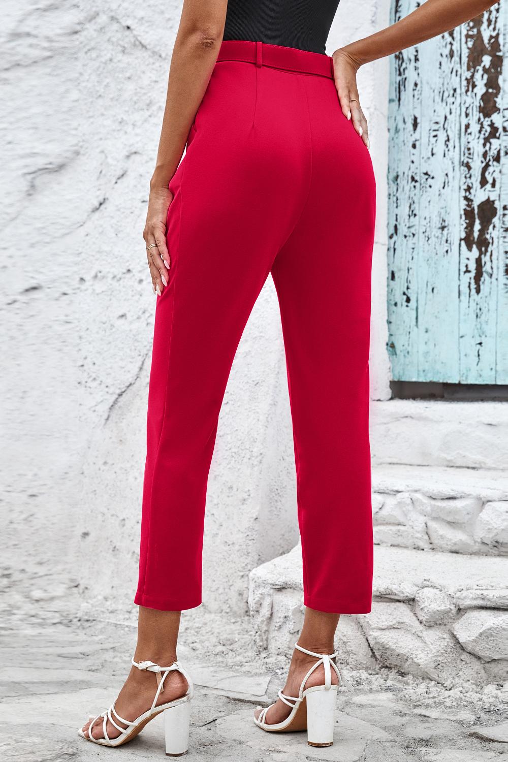 Straight Leg Cropped Pants with Pockets - Bottoms - Pants - 9 - 2024