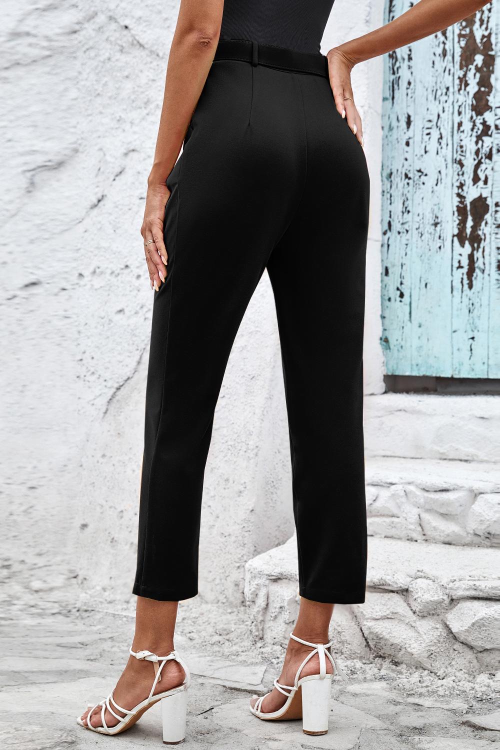 Straight Leg Cropped Pants with Pockets - Bottoms - Pants - 3 - 2024