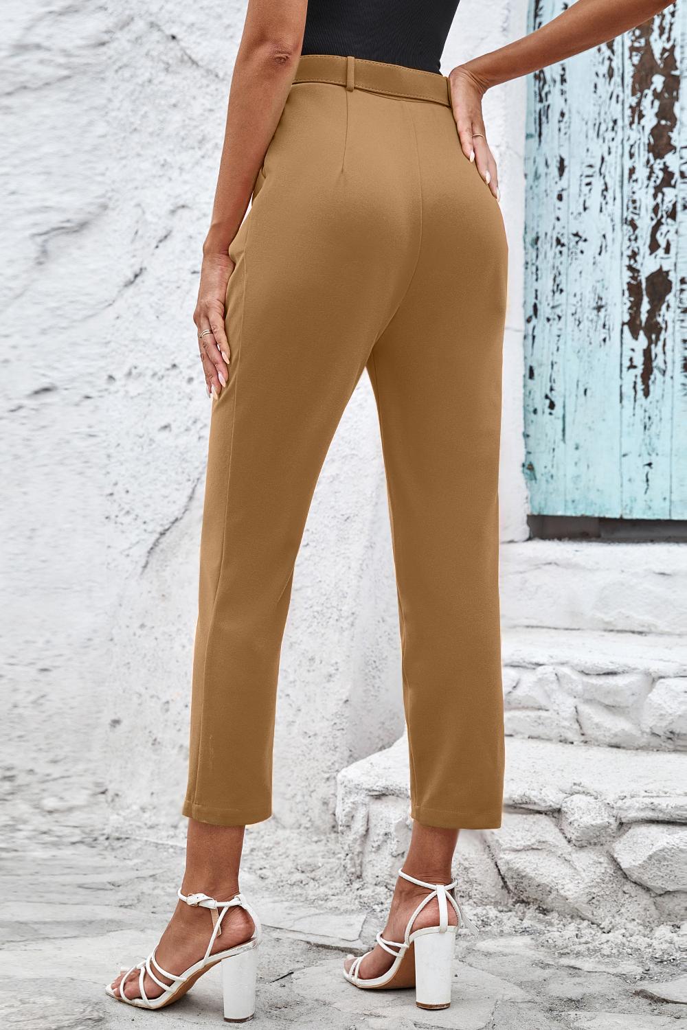 Straight Leg Cropped Pants with Pockets - Bottoms - Pants - 6 - 2024