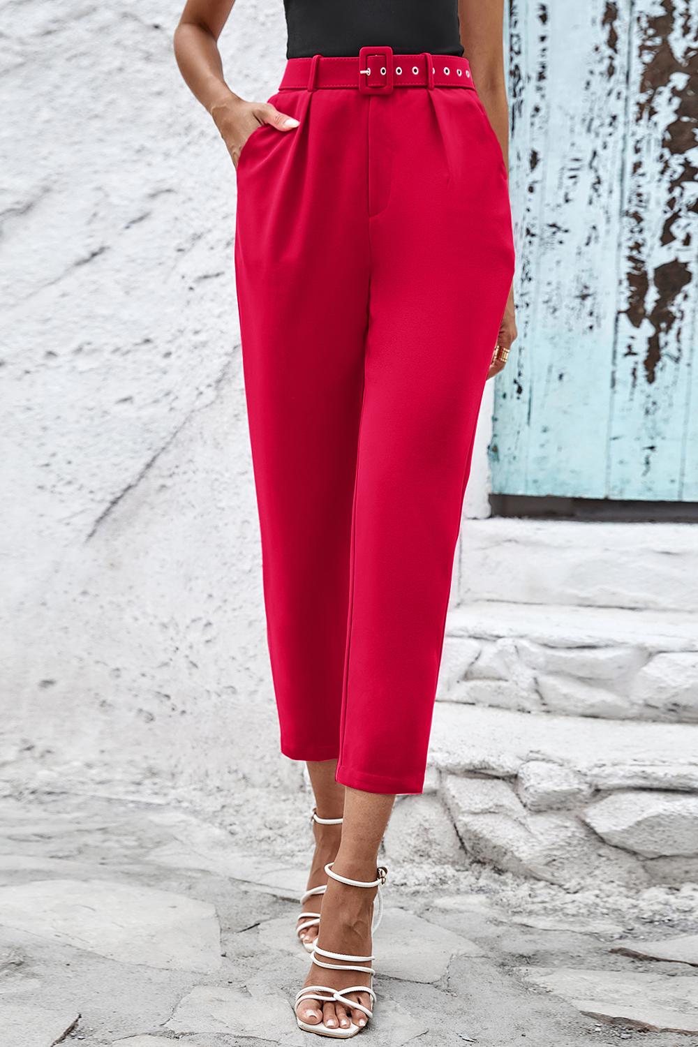 Straight Leg Cropped Pants with Pockets - Bottoms - Pants - 8 - 2024