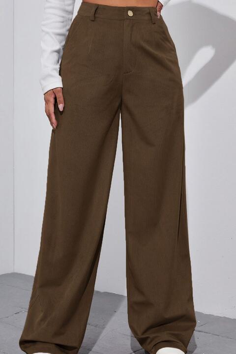 Straight Leg High Waist Pants - Burnt Umber / XS - Bottoms - Pants - 1 - 2024