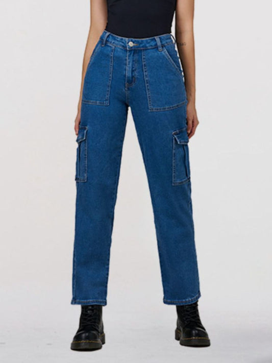 Straight Leg Jeans with Pockets - Medium / 1 - Bottoms - Pants - 1 - 2024