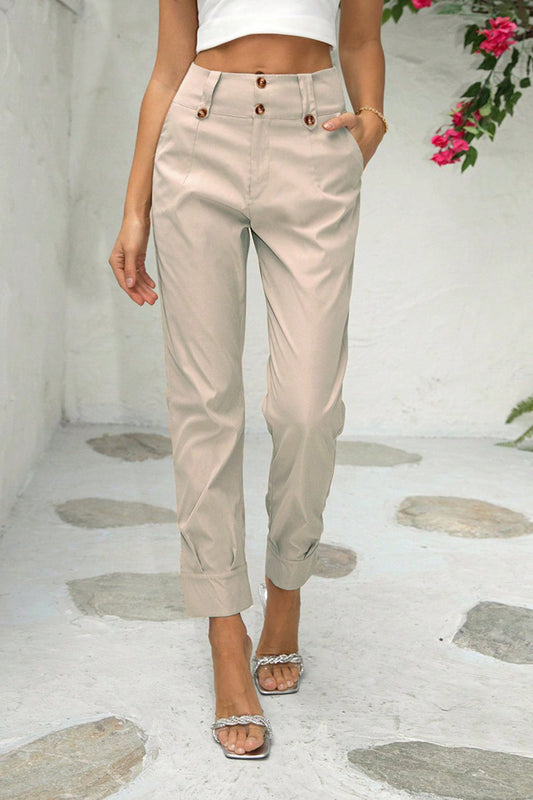 Straight Leg Pants with Pockets - White / XS - Bottoms - Pants - 1 - 2024