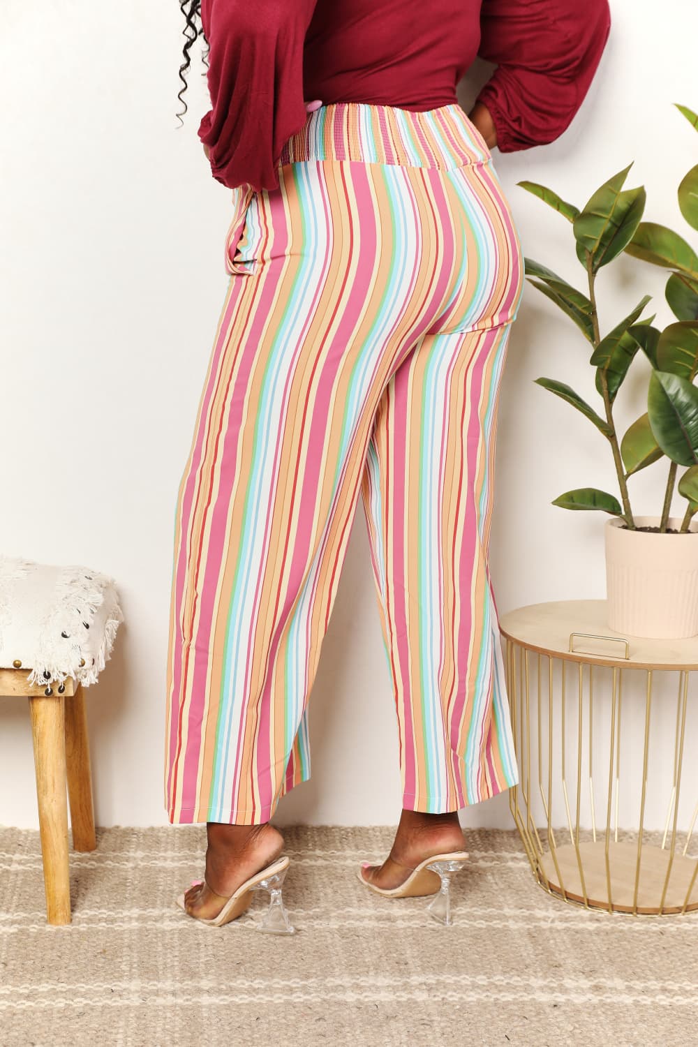 Striped Smocked Waist Pants with Pockets - Bottoms - Pants - 9 - 2024