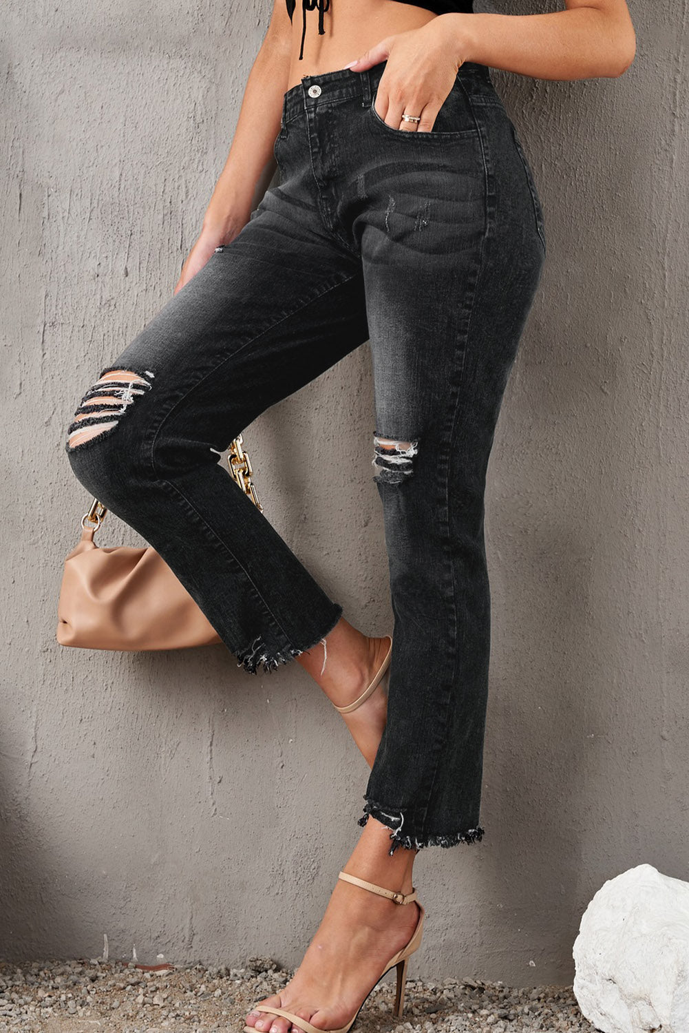 Stylish Distressed Cropped Jeans - Bottoms - Pants - 5 - 2024