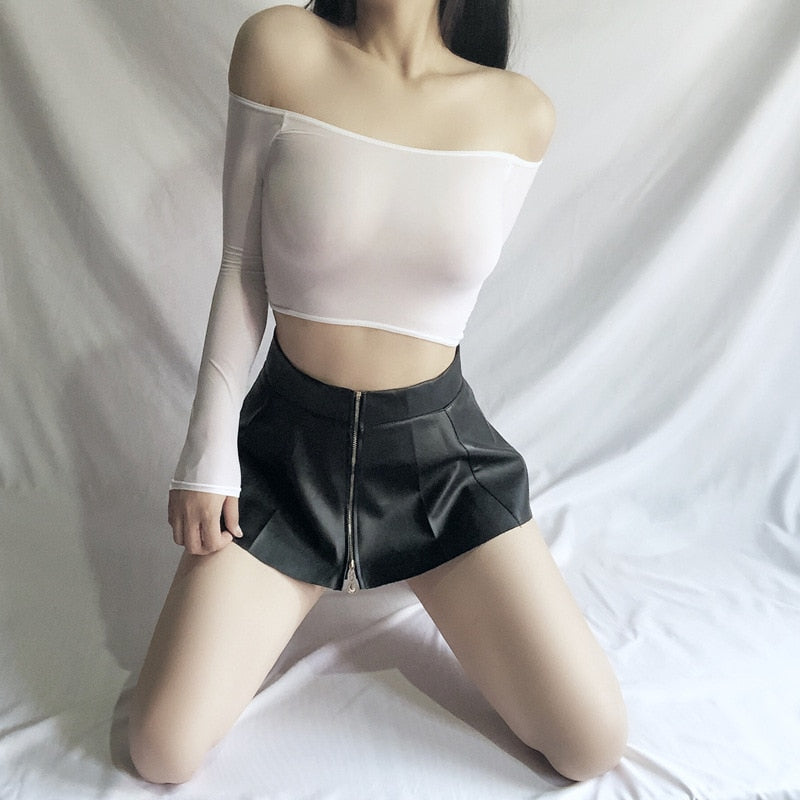 Super Mini Pleated PU Leather Skirt - Bottoms - Shirts & Tops - 4 - 2024