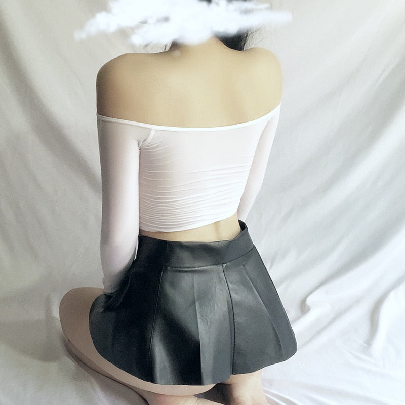 Super Mini Pleated PU Leather Skirt - Bottoms - Shirts & Tops - 3 - 2024