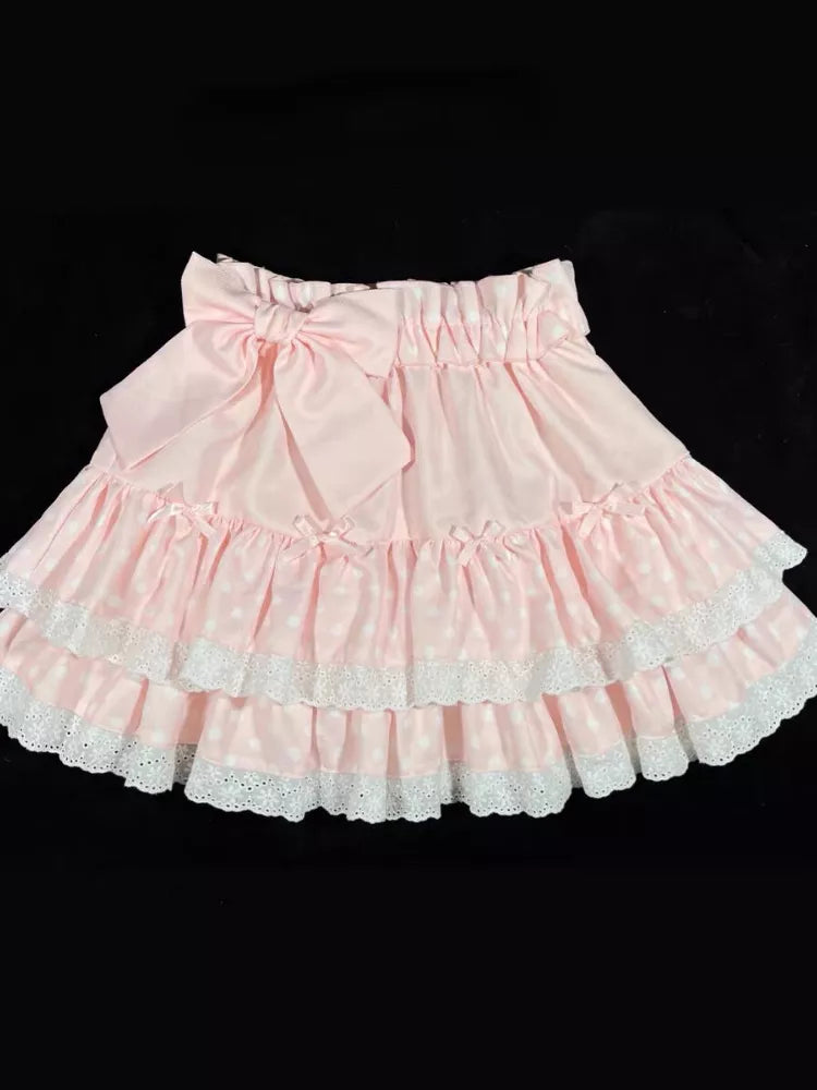 Sweet Bow Lace Ruffles Pleated Skirt - Kawaii Cake Skirt - Kawaii Stop -  sweet-bow-lace-ruffles-pleated-skirt-kawaii-cake-skirt