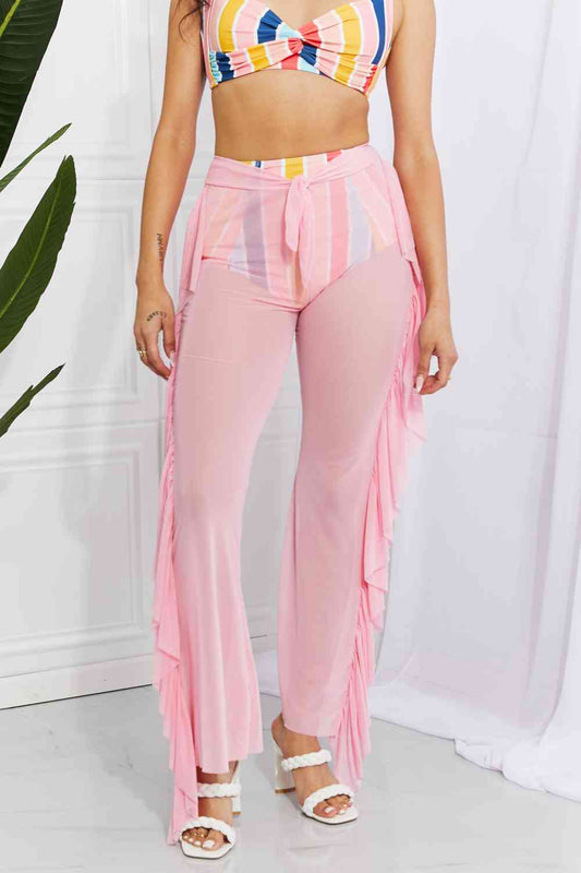 Take Me To The Beach Mesh Ruffle Cover-Up Pants - Blush Pink / One Size - Bottoms - Swimwear - 1 - 2024