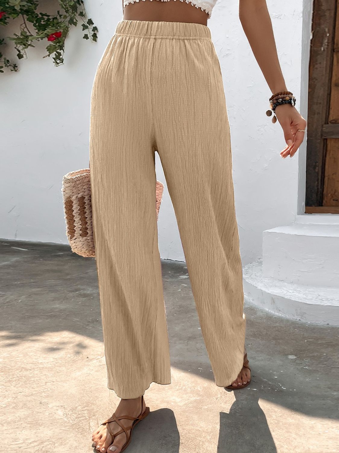 Textured High-Waist Wide Leg Pants - Bottoms - Pants - 3 - 2024