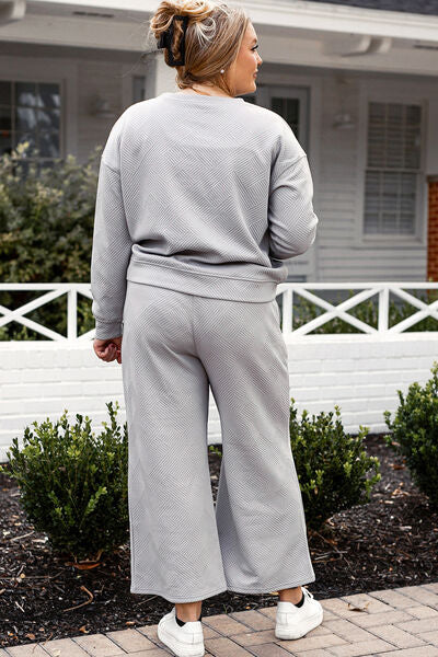 Textured Long Sleeve Top and Drawstring Pants Set - Bottoms - Loungewear - 17 - 2024