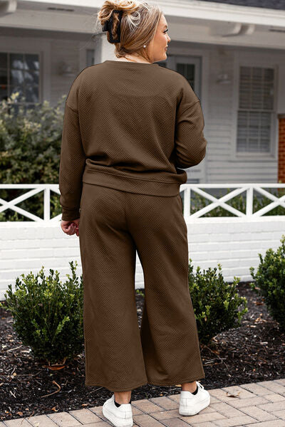 Textured Long Sleeve Top and Drawstring Pants Set - Bottoms - Loungewear - 20 - 2024