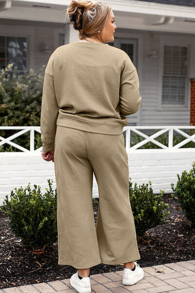 Textured Long Sleeve Top and Drawstring Pants Set - Bottoms - Loungewear - 28 - 2024
